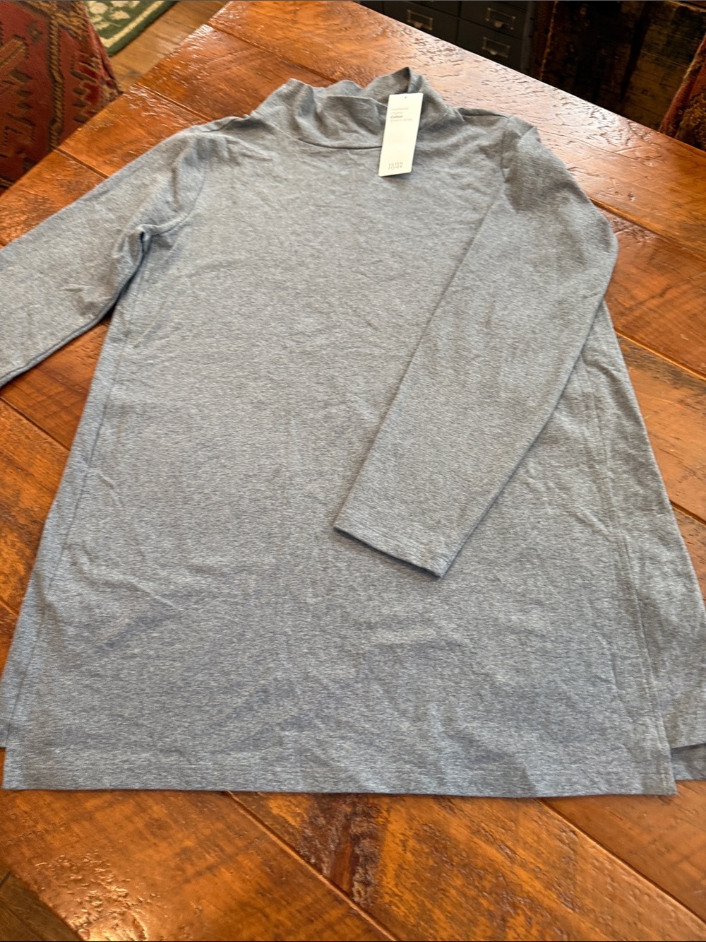 Eileen Fisher Grey Long-Sleeve Mock Neck Shirt